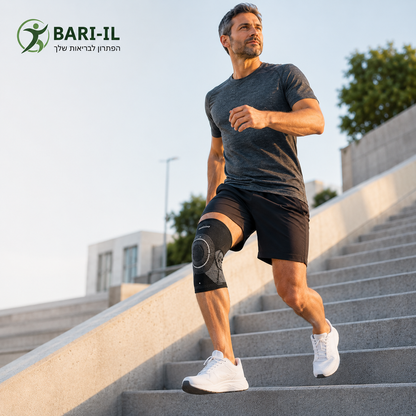 Bari-il Silico-Active | שרוול ברך מייצב עם טבעת סיליקון וקפיצי תמיכה צדיים