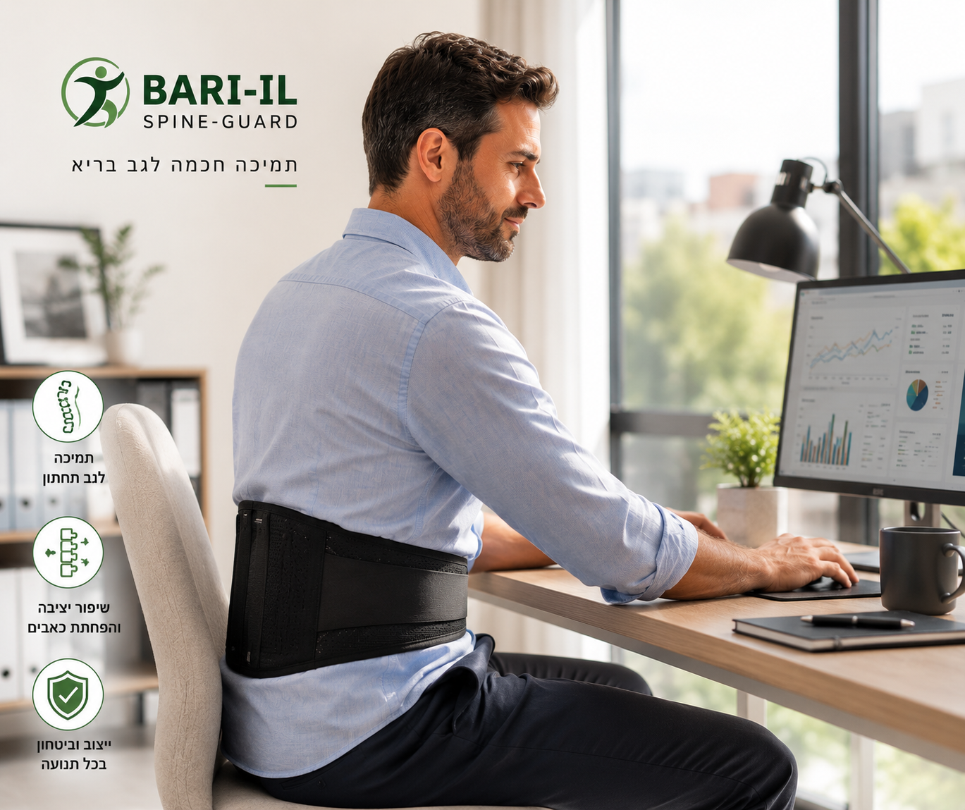 Bari-il Spine-Guard | חגורת גב מקצועית לתמיכה מותנית והקלה על עומסים