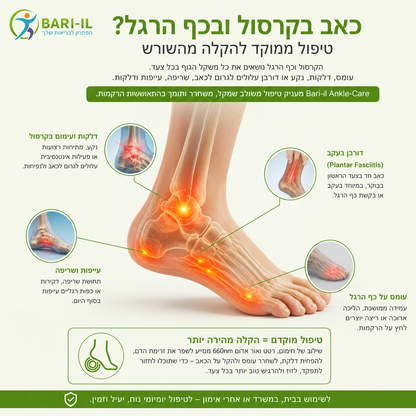 Bari-il Ankle-Care | שרוול חימום ועיסוי אורתופדי לקרסול וכף הרגל להקלה על דלקות ודורבן